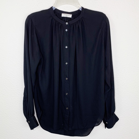 Aritzia Babaton Black Gene Blouse XS H318 g3 - Picture 4 of 12